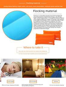 1pc Outdoor Casual Camping Travel Ultralight Flocked Inflatable Pillow, Nap Pillow For Home & Travel - Multicolor - View 3