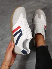 Student Fashion Lace-Up Low-Top Sneakers, Casual Campus Shoes For Teenage Girls