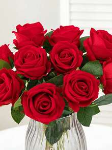 3/5/10 piezas/5 paquetes/4 piezas/1 ramo Rosas rojas artificiales para ramo de novia, rosas falsas para decoración, adecuadas para regalo del Día de San Valentín, fiesta de boda, decoración del hogar, regalo de cumpleaños, decoración interior/exterior, relleno de jarrón, regalo para mujer, regalo de cumpleaños, decoración del hogar en la sala de estar, accesorios del hogar, flores artificiales - lacre - Ver 2