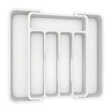 1个可伸缩厨房抽屉收纳盒，黑色可伸缩餐具托盘，带7个隔层，烹饪用具收纳抽屉整理架 - 彩色 - 查看 4