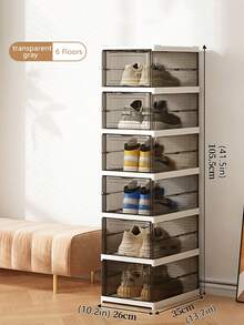 1pc Foldable Plastic Shoe Rack, Collapsible Shoe Organizer, Wardrobe Shoe Storage Box, Space-Saving, Large Sturdy Stackable Sports Shoes Storage Container, Easy Installation