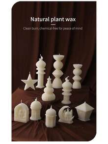 阿拉伯建筑蜡烛 - 城堡与新月设计，现货供应，玫瑰香氛大豆蜡雕塑，斋月礼物，家居及桌面装饰，瑜伽冥想中心摆件，营造伊斯兰节日氛围 - 彩色 - 查看 11