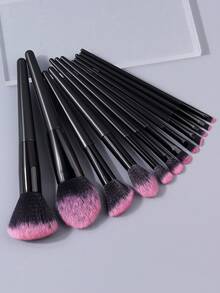 12件/13件/17件畅销化妆刷套装，多功能面部化妆刷和高回弹化妆海绵，便携式拉链收纳袋 - 黑色 - 查看 13