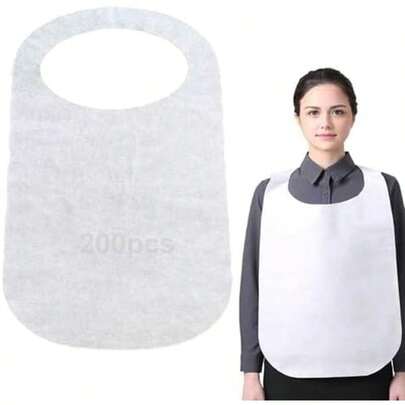200pcs Baberos Desechables, Baberos para Adultos, 40 X 73cm, Protectores de Ropa para Comer, Ideal para Viajes, Cenas, Centros para Personas Mayores, etc.
