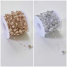 1pc/2pcs (10m/5m) Faux Pearl Beaded Garland Chain, Suitable For Valentine's Day, Wedding, Party, Indoor/Outdoor Home Decor, Gardening Decor, Bridal Shower, Anniversary & Holiday Decor, Christmas Decor And DIY Jewelry Making; Artificial Blue Pearl Beaded Garland Chain, Suitable For DIY Wedding Party Bouquet Decor, Fireplace, Holiday Decor, Crafts, Bead Curtain. - Multicolor - View 30