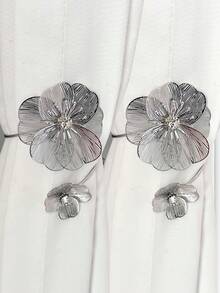 2 件装金色花朵合金窗帘绑带，装饰性窗帘扣夹，适用于客厅、卧室、餐厅、窗户装饰配件 - 彩色 - 查看 8