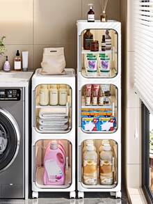 Tall Narrow Storage Cabinet & Dresser With Adjustable Shelves & Mobility Wheels - Versatile Slim Organizer, Dressers For Bedroom, Desk Organizer & Office Desk Accessories, Space-Saving Storage Solution For Small Spaces, Bathroom, Kitchen, Laundry Room - 白色 - 查看 6