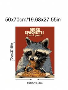 1幅“饿猫意大利面”图案海报，幽默海报，趣味厨房墙饰，复古趣味浣熊意大利面海报，幽默厨房墙饰，节日礼物，卧室装饰，客厅装饰，办公室装饰，餐厅装饰，墙饰，家居装饰，房间装饰，帆布墙饰，海报，带框墙饰，可选画框 - 彩色 - 查看 15