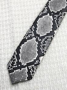 1pc Unisex PU Snake Skin Pattern Necktie, Suitable For Personalized, Street, Party, Gift - Multicolor - View 3