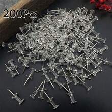 30/50/100/200pcs Assorted Push Pins, Multicolor Plastic Thumb Tacks, For Soft Cork Board, Office & School Supplies, Back To School, Home & Office Essentials - Transparent - View 18