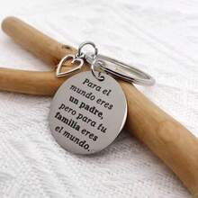 1pc Father's Day Gift Keychain, Blessing Gift For Father, Spanish - Silver - View 4