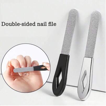 4件套双面不锈钢指甲锉，指甲磨刀器，砂纸条，研磨条，加厚指甲锉