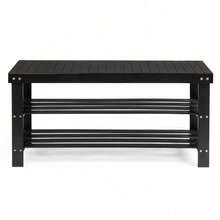 3-Tier Seamless Top Bamboo Shoe Rack - Sturdy Space-Saving Shoe Organizer For Entryway Hallway Closet Bedroom Use - Mặc định - Xem 4