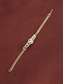 1pc Fashion Heart-Shaped Design Cubic Zirconia Inlaid Women's Bracelet, Couple Gift - Multicolor - View 4