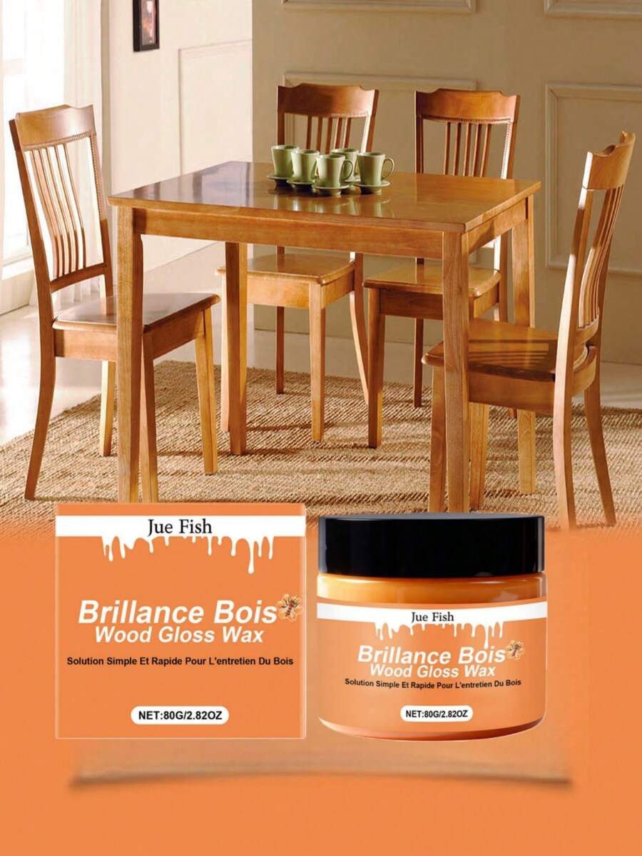 Juue FISH 80克 木材护理抛光蜂蜡木制家具翻新亮白去污抛光家用蜂蜡天然抛光蜡B - 抛光和滋养木制和皮革家具。适用于木制家具、皮革和汽车座椅。 - 80g - 查看 1
