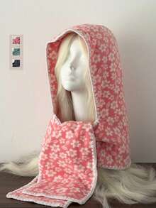 1pc Polka Dot Snood - Balaclava Hat & Scarf Combo, Thermal Lined And Heavyweight, Warm Winter Neck Gaiter For Women