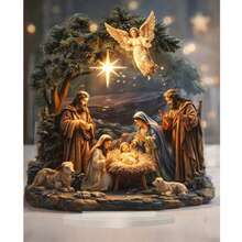 2D Flat, Christmas Scene Acrylic Display Decor - Starry Night Snowy Landscape Desktop Ornament, No Power Needed, Multi-Functional Holiday Gift Suitable For 11 Celebration Occasions, Home And Office Use, 2D Flat Home Decor Christmas Decorations Room Decor - Multicolor - View 21