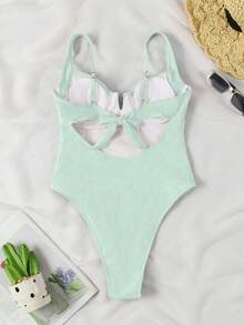 Bộ đồ bơi liền thân màu xanh lá cây thanh lịch, cổ chữ V, kiểu dáng thường ngày, dành cho mùa xuân/hè, hàng mới về, thích hợp cho đi biển, kỳ nghỉ, tiệc tùng, hẹn hò. - màu xanh lá - Xem 3
