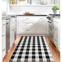 IOHOUZE Buffalo Plaid Checkered Rug 4x6 Ft Front Door Mats, Washable Area Rugs For Front Porch Decor, Spring Summer Welcome Mats Outdoor, Black White Rug For Farmhouse/Entryway/Home Entrance,One-Size,BlackandWhite4x6Rectangular - BlackandWhite4x6Rectangular - View 2