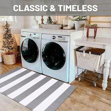 IOHOUZE Grey White Striped Rug -3X5 Front Door Mats Outdoor,Washable Rug For Front Porch Decor,Spring Summer Welcome Mats Outdoor Indoor, Doormat For Farmhouse/Entryway/Home Entrance,One-Size,GreyWhiteStripe3x5Rectangular - GreyWhiteStripe3x5Rectangular - View 5