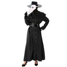 Women's/Men's Plague Doctor Outfit Complete Set: Robe Dress, Bird Mask,Hat, Leather Gloves, Belt, Hooded Shawl, Cross Charm - Black - View 6