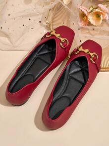 HFSHUNXY 2026 Elegantes Bailarinas Mary Jane de Puntera Cuadrada Rojas Vintage para Mujer Otoño/Invierno, Casuales de Deslizamiento, Versátiles para el Trabajo, Moda Elegante, Minimalistas Casuales, Adecuadas para Compras, Citas, Fiestas, Banquetes, Día de San Valentín - Burdeos - Ver 4