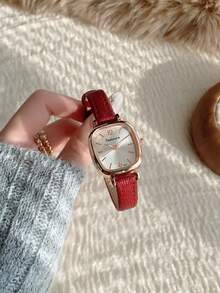 1pc Square Belt Women's Quartz Watch Exquisite And Compact Suitable For Daily Matching With Birthday/Graduation Gifts And Gathe