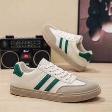 New Men's Breathable Casual Shoes, Lightweight Flat Canvas Casual Sneakers - White and green - View 6