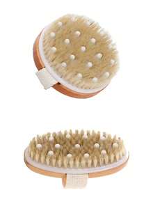 Cepillo corporal de cerdas naturales, cepillado en seco para exfoliación, nódulos de masaje para firmeza, adecuado para piel seca, promueve la circulación sanguínea y el drenaje linfático - Multicolor - Ver 2