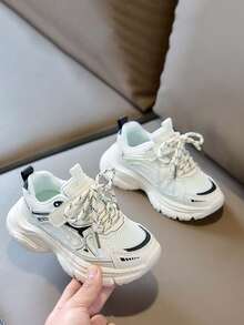 1双男女通用新款低帮平底休闲运动鞋，耐磨防滑幼儿学步鞋，时尚百搭学生休闲鞋，适合所有季节 - 白色 - 查看 2