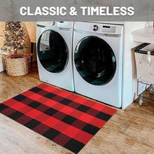 IOHOUZE Christmas Buffalo Plaid Rug 2x3 Ft Outdoor Indoor Doormat Red Black Checker Washable Area Rug Woven Cotton Checkered Front Porch Mat Christmas Decor For Front Door Entryway Home Entrance,One-Size,RedandBlack2x3Rectangular - Persegi Panjang Merah dan Hitam 2x3 - View 5