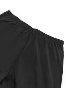 男士大码轻便透气休闲运动裤，带拉链口袋，适合日常休闲和户外穿着 - 黑色 - 查看 3