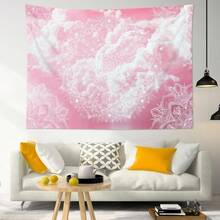 1pc Bohemian Style Pink Cloud & Floral Pattern Tapestry - Lightweight Polyester Wall Hanging With Star Accents For  Bedroom Living Room Dorm Decor Bedroom Wall Decor|Romantic Decor|Soft Fabric Appearance Room Decor - 彩色 - 查看 3
