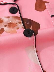 3 piezas Conjunto de ropa de dormir para mujer, camisa de manga corta, pantalones cortos y pantalones, bata con botones, ropa de estar por casa casual con estampado de perro salchicha, cómoda y holgada, adecuada para todas las estaciones, ideal para regalar - Rosa - Ver 5