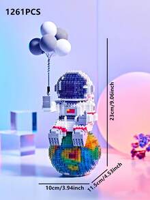 1600片宇航员桌面收纳盒/熊猫笔筒积木套装，DIY 3D拼图组装模型，创意益智玩具，家居装饰，生日/万圣节/圣诞节礼物 - 彩色 - 查看 9