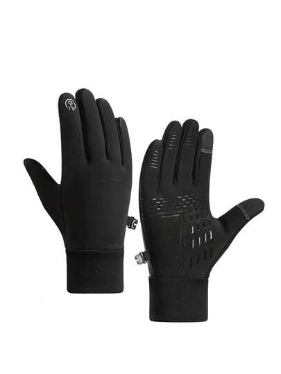 1 par de guantes de invierno a prueba de viento y cálidos de felpa, guantes táctiles a prueba de frío para deportes al aire libre, esquí, correr, conducir, guantes antideslizantes