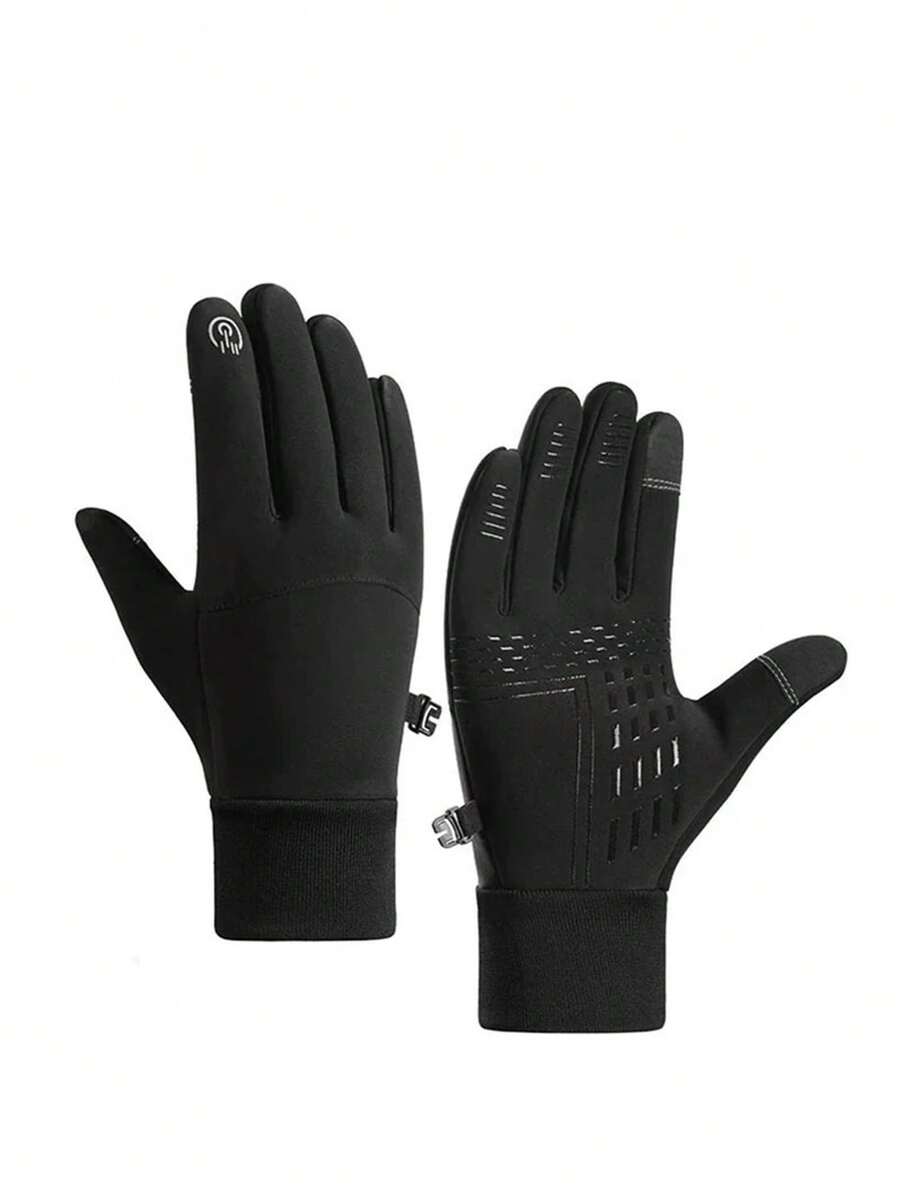 1 Pair Winter Windproof Warm Fleece Gloves, Cold-Proof Touchscreen Gloves For Outdoor Sports, Skiing, Running, Driving, Anti-Slip Gloves - Multicolor - View 1