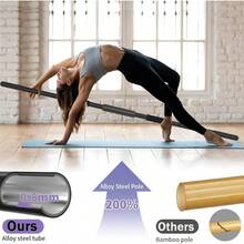 Yoga Stick 58 Inch Sturdy Alloy Steel - Adjustable Stick Exercise, Stretching, Balance - Versatile Exercise Stick With Non - Slip Ends, Neck Cushion And Adjustable Grip Cushions - Initial - View 3