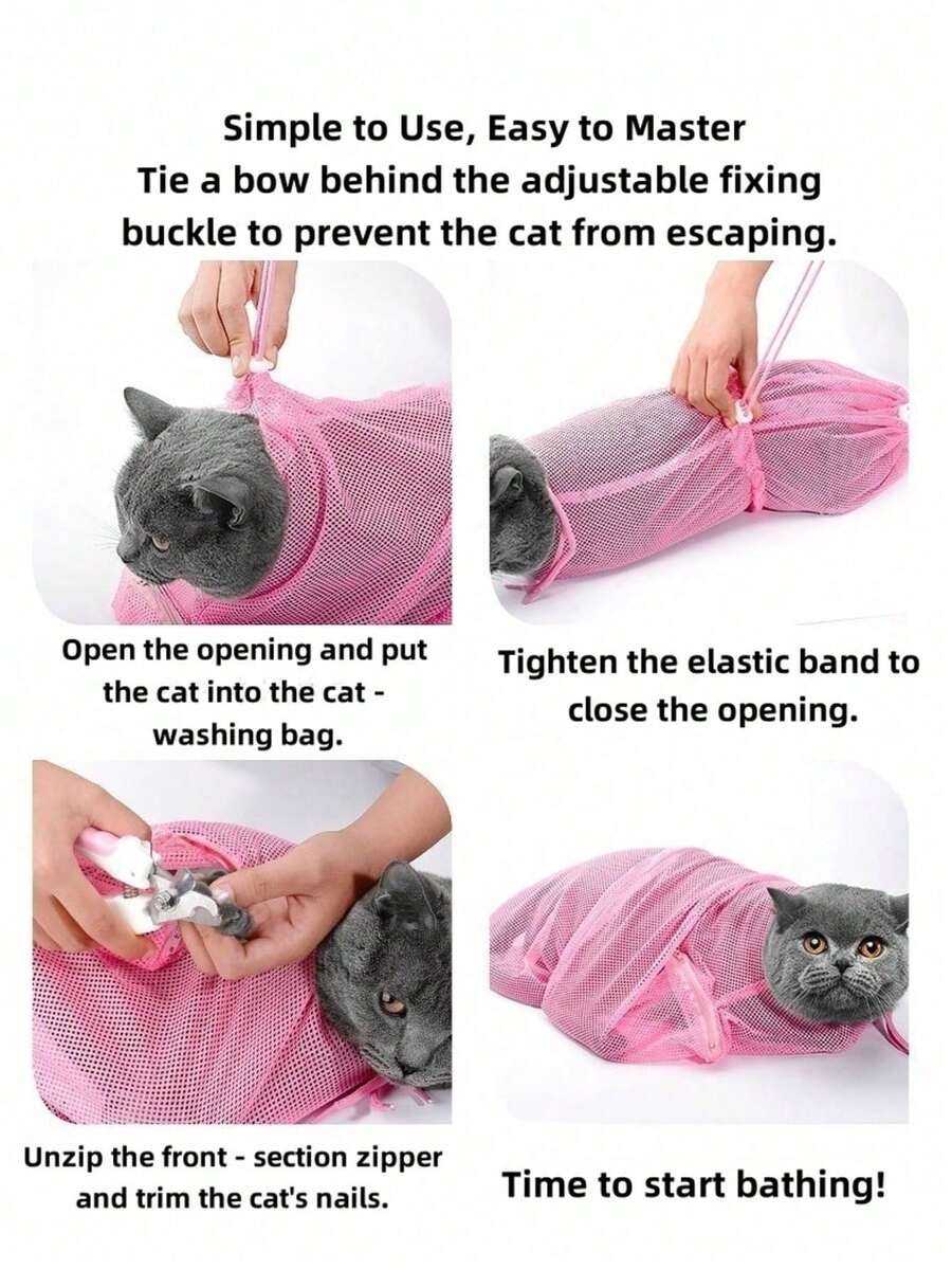 1 Upgraded Cat Bathing Bag, Cat Bathing Tool, Pet Grooming Restraint Bag, Bathing Bag For Cats And Dogs, Nail Trimming, Grooming And Medication - Multicolor - View 1