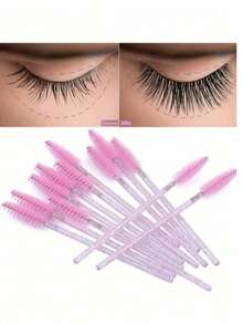 50/100pcs Disposable Eyelash Brushes, Mascara Wands, Makeup Brush Set, Suitable For Eyelash Extensions And Eyebrow Brushes, With Storage Box, Eyebrow Brush, Eyeshadow Brush, Spiral Brush,Giveaways - Multicolor - View 4