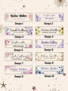 1pc Personalized Acrylic Custom Name Plates For Office Desks,Customize Text,20 Styles,Office Nameplate Engraved With Flower Patterns,Custom Desk Name Plate Personalized, Acrylic Name Plate For Desk, Office Desk Decor For Women And Men - Multicolor - View 9