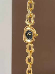 1件金/银不规则形状女士石英表，精致、时尚、独特，适合日常佩戴、生日/毕业礼物和休闲聚会。 - 均碼 - 查看 6