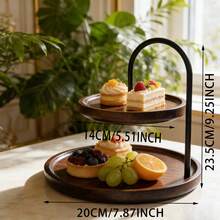 Multifunctional Tray - Dried Fruit & Cake Plate, Living Room Fruit & Snack Plate, European Style Double-Layer Fruit Plate, Can Hold Keys & Small Decor, Storage Rack - Brown - View 2