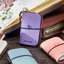 [Diario portátil] Mini diario de notas con llavero | 1 pieza | Papel de colores variados | Portátil | Diversos escenarios | Elegante - Multicolor - Ver 4