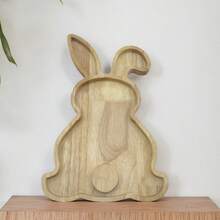 1pc Wooden Rabbit Shaped Easter Bunny Cutting Board, Cheese Board, Serving Tray, Holiday Salad Plate, Fruit Platter - Multicolor - View 10