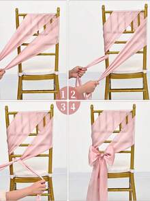 10pcs Rose Gold Satin Bow Chair Back Decor, Satin Bow Chair Decoration, Suitable For Home, Kitchen, Reception, Restaurant, Events, Parties, Hotel Decoration - Rose Gold - View 5