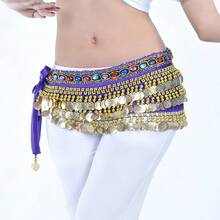 1pc Outfits Belly Dance Glitter Sequins Tassel Skirts, Fashionable Dancing Waist Belt Skirts For Belly Dance - Multicolor - View 7