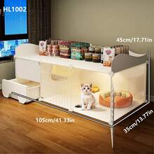 Indoor Cat Cage With Litter Box, 1 Room 1 Bathroom, Suitable For Kittens And Small Cats, Space-Saving Cat Villa - Multicolor - View 3