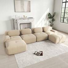 Sofas & Couches - Beige + Corduroy + 4 Seat - View 4