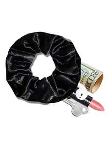 3pcs Multi-Functional Hair Tie Storage Pouch - Portable Money Hider & Organizer, Non-Waterproof, Zippered Scrunchie Elastic Hair Tie With Secret Pocket For Keys, Cash, Headset, Accessory Storage - Fashionable Polyester Hair Band Accessory